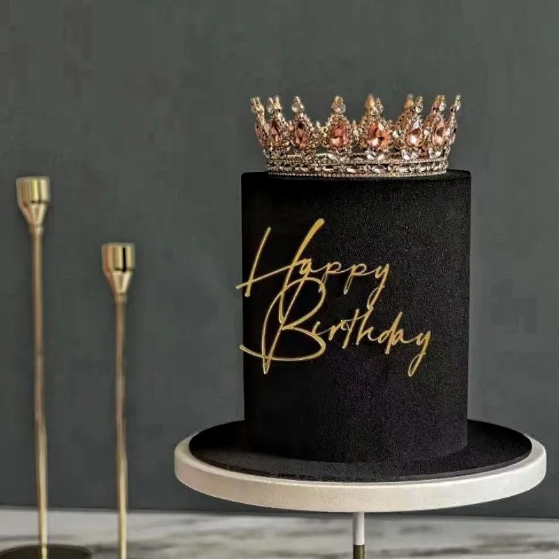 INS Happy Birthday Cake Topper Acrylic Gold Birthday Oh Baby Cupcake Topper for Baby Shower Party Cake Decorations