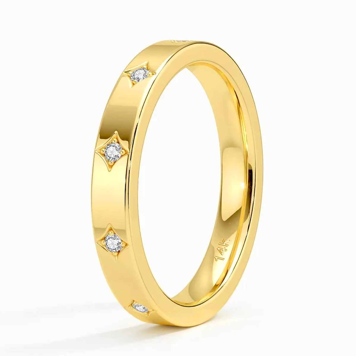 14K Yellow Gold Couple Rings Full Circle Moissanite Diamond Luxury Wedding Band Unisex Ring for Both Men and Women Wedding Bands 2