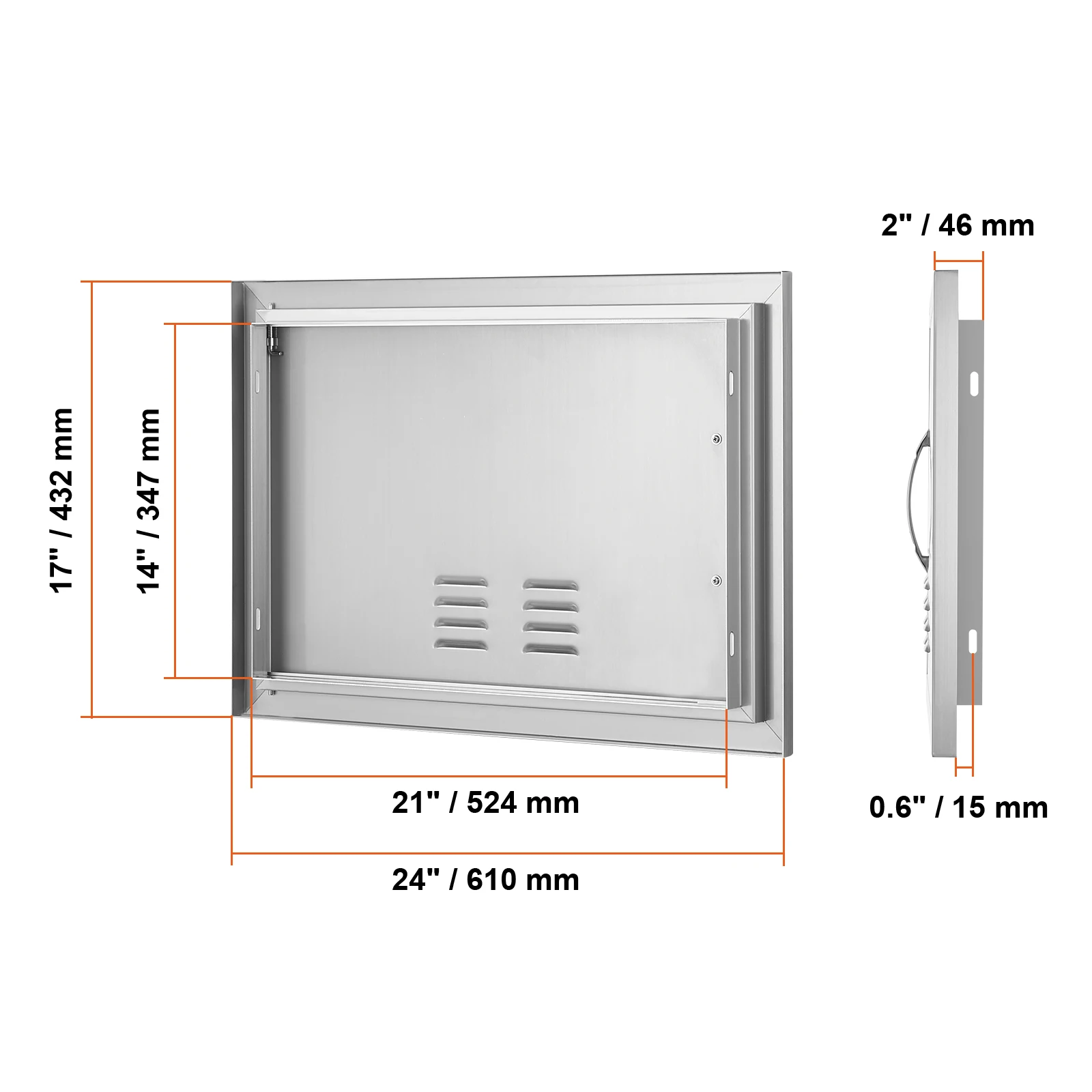 Porte D'accès Pour Cuisine Extérieure VEVOR Inox 457x610x45 Mm - Porte Simple Pour Barbecue, Facile à Installer