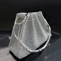 200g/ball Shiny Silver Thread Yarn For Hand Knitting Crocheting DIY Craft Bags Sparkling Yarn Hand Woven Crocheting Material 2