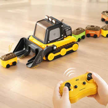 Auto Telecomandata 2.4G, Bulldozer RC, Veicolo da Costruzione, Auto Magnetica con Catena, Giocattolo Interattivo per Feste, Regalo per Ragazzi e Adulti