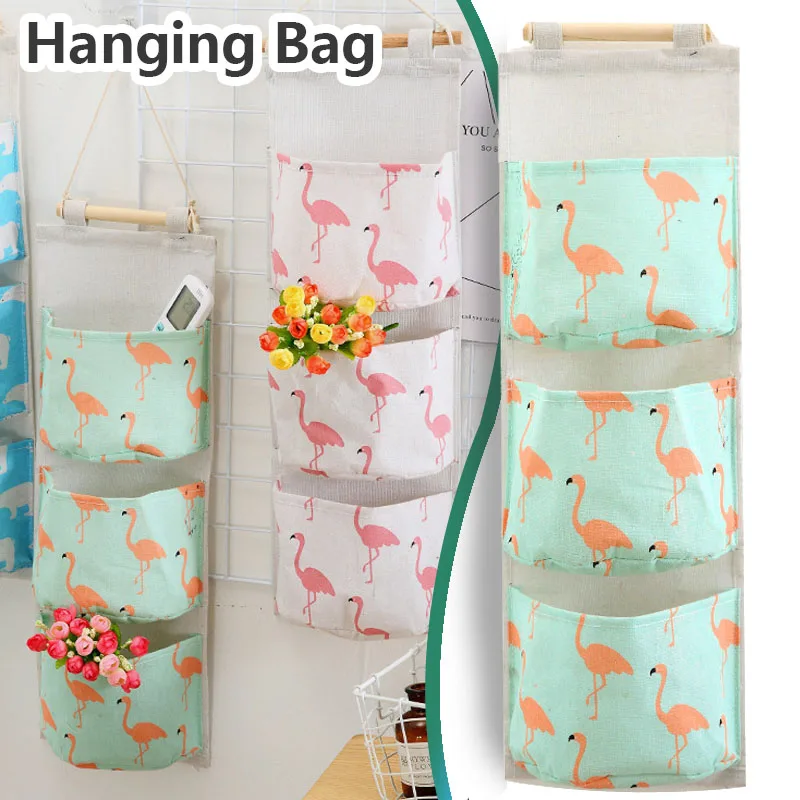 3 Pockets Hanging Organizers Waterproof Hanging Storage Bag Wall Mounted Closet Organizer Bear