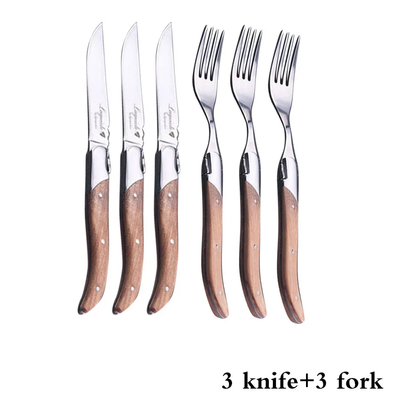2-10pcs Wood Handle Steak Knife Set Dinner Knives Table Knife Serrated  Blade Restaurant Cutlery Japanese Wooden Dinnerware - AliExpress