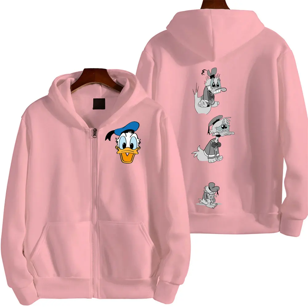 

2024 Spring and Autumn New Women Disney Donald Duck Kawaii fashion Zipper Hoodie men Street Large Casual Sports Couple Hoodie