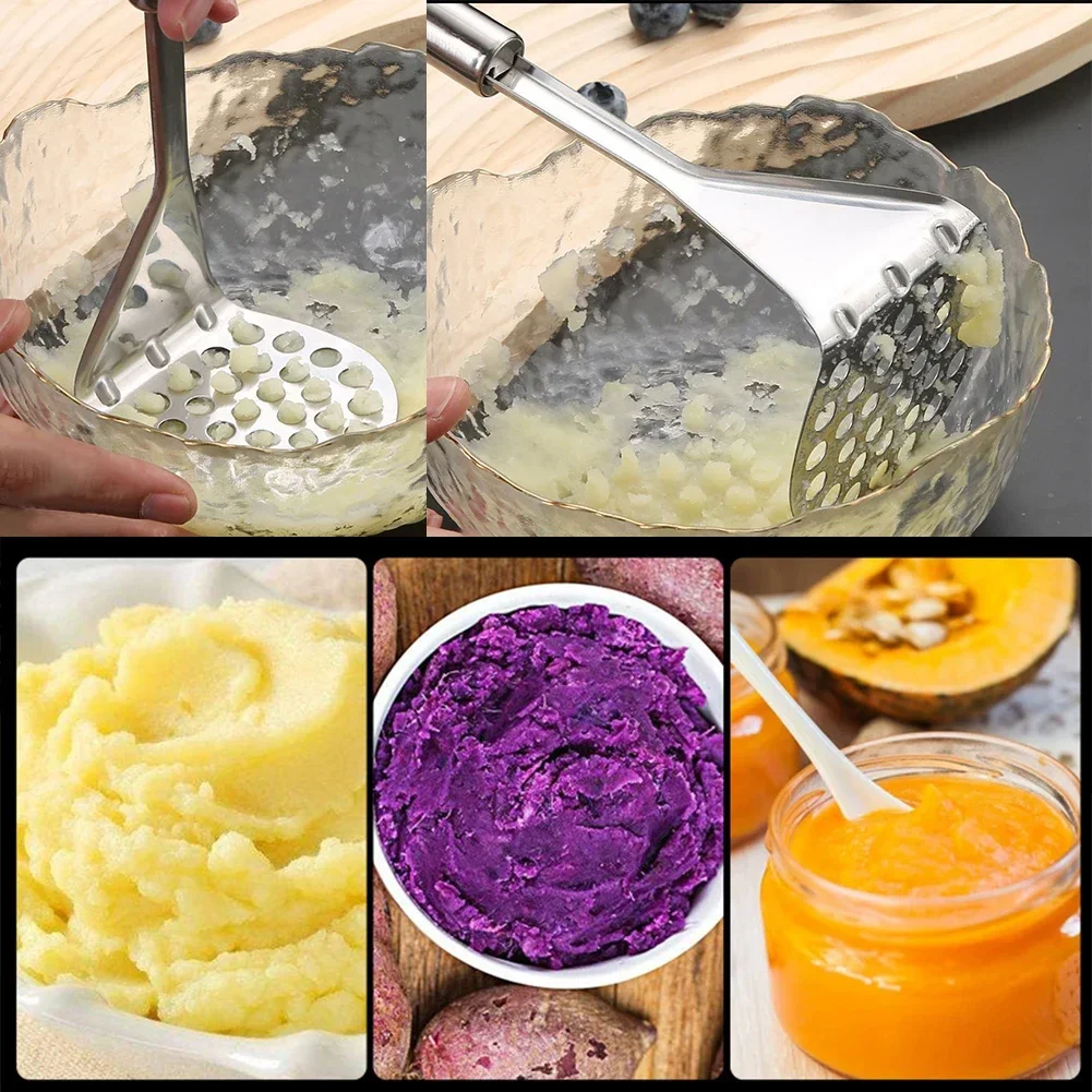 Potato Masher Manual Fruit Vegetable Masher Stainless Steel Kitchen Pressure Mud Machine Children Food Crusher