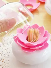  1 Pc  Lotus Shaped  Home Decor Toothpick Cotton Bud Swab Holder Storage Box 4 Colors Toothpick Case Stylish Cotton Swab Box 