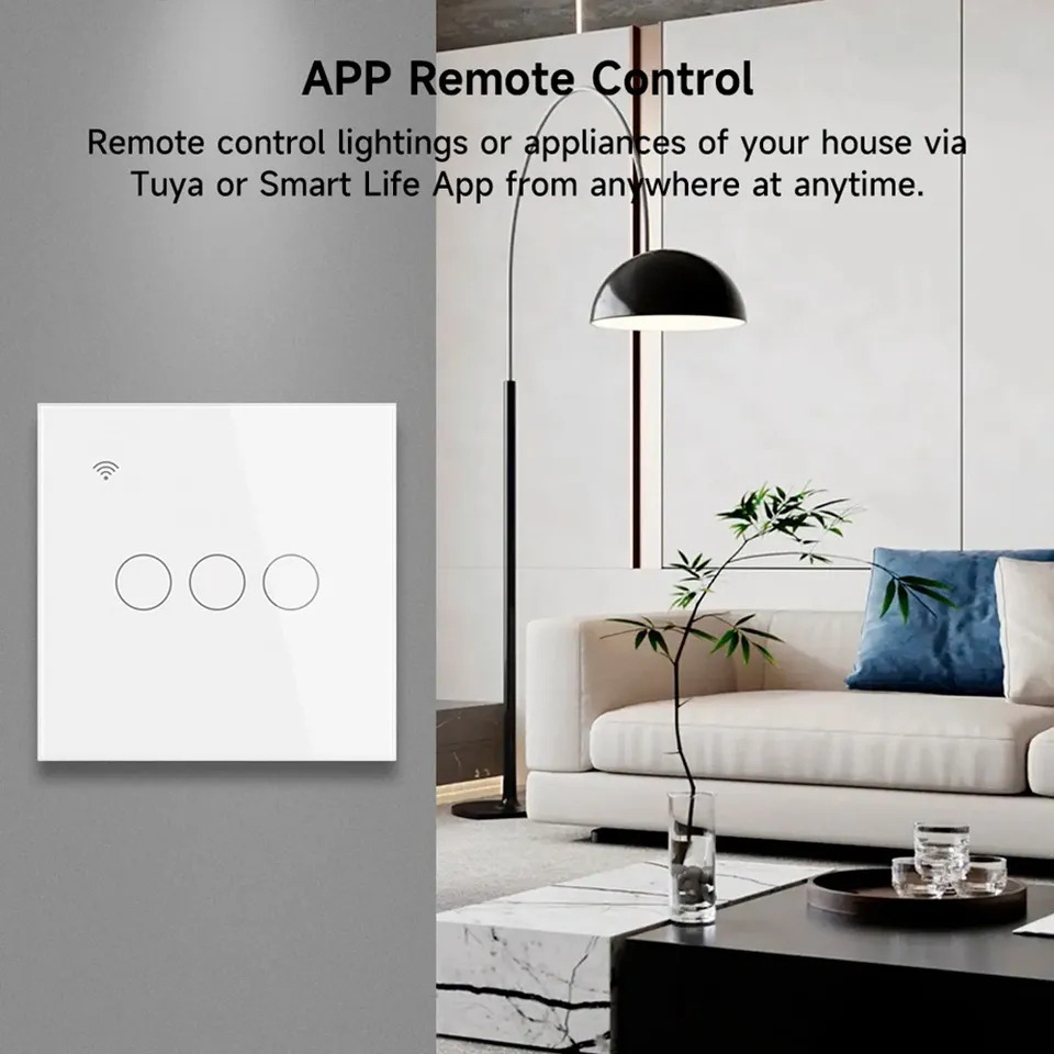 Tuya ZigBee Wall Touch Smart Light Switch With Neutral/No Neutral Wire Capacitor Smart Life/Tuya Works with Alexa Google Home