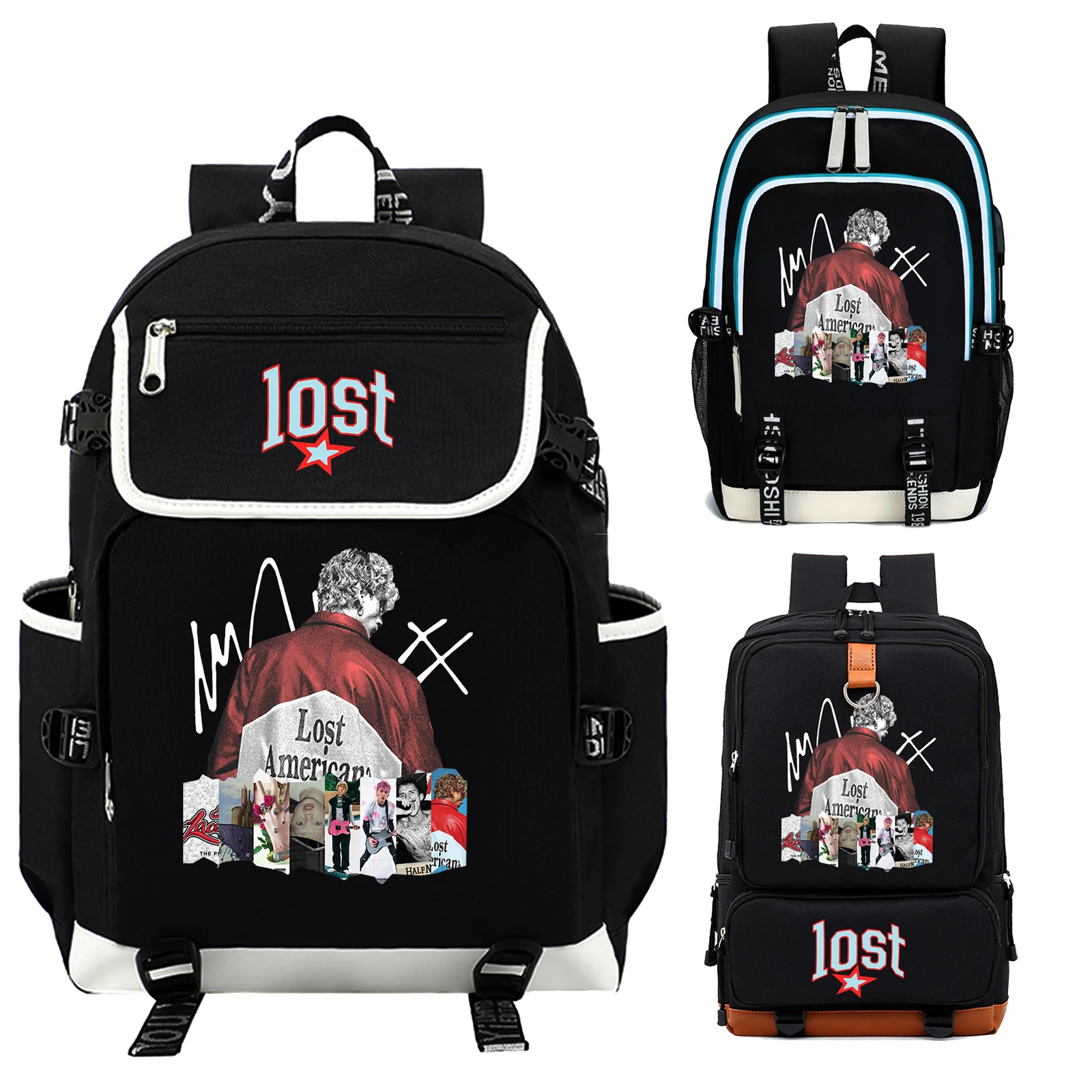 MGK Lost Americana Tour Machine Gun Kelly Backpack Laptop Backpack Boys Girls Student Book Bag MGK Mochila 1
