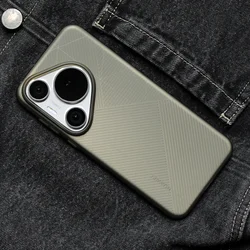 Ultra Slim Matte Geometric Anti - Fingerprint Case - Frosted Stripe Design for Huawei Pura 80 Pro (Clear Gray)