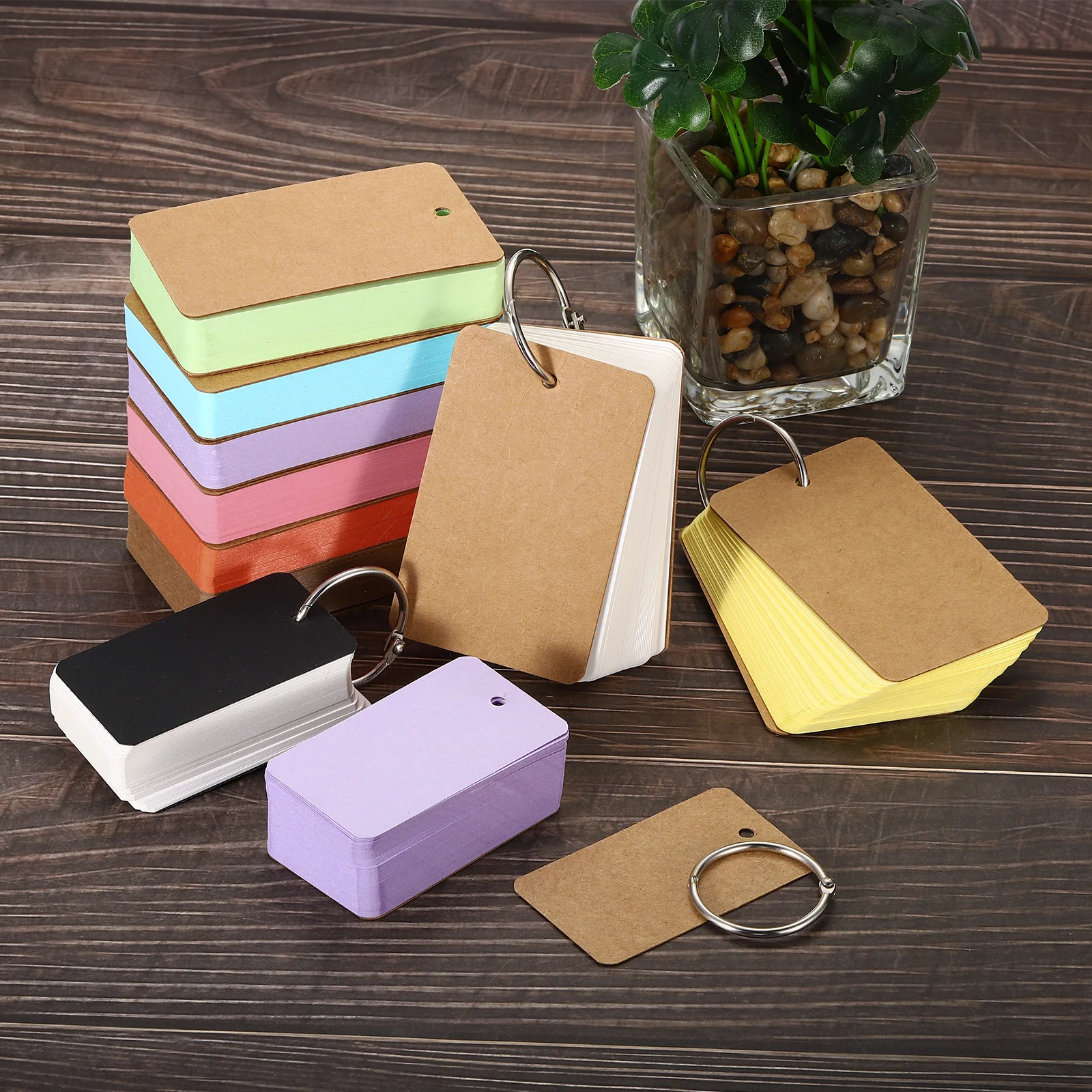 MotBach 300-Pack White Flash Cards With Rings - 3.5"x2.2" Blank Index Cards For Study & Notes - View #2