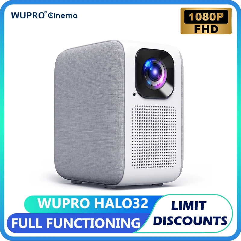 WUPRO Halo32 스마트 프로젝터, 휴대용 미니 안드로이드 글로벌 버전, 시네마 1080P 풀 HD LED 극장 포켓, 가정용 비머