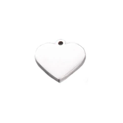 Heart Love Pendant Accessories - Mirror Polished Stainless Steel for DIY Jewelry Making - 30 Pieces Wholesale Pack (14x15mm Steel)