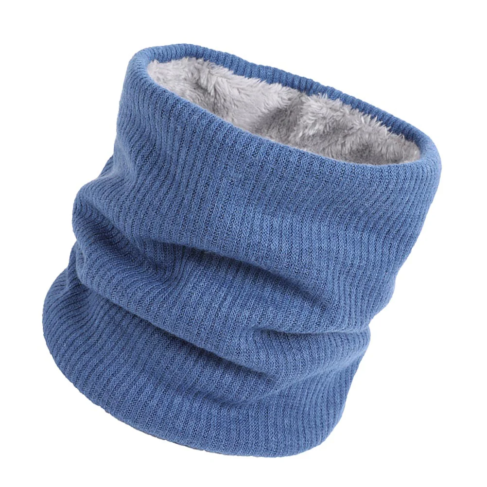 

Cold Protection Scarf Winter Scarf Creative Double-Layer Windproof Neck Warmer Circle Collar Scarf (Blue)