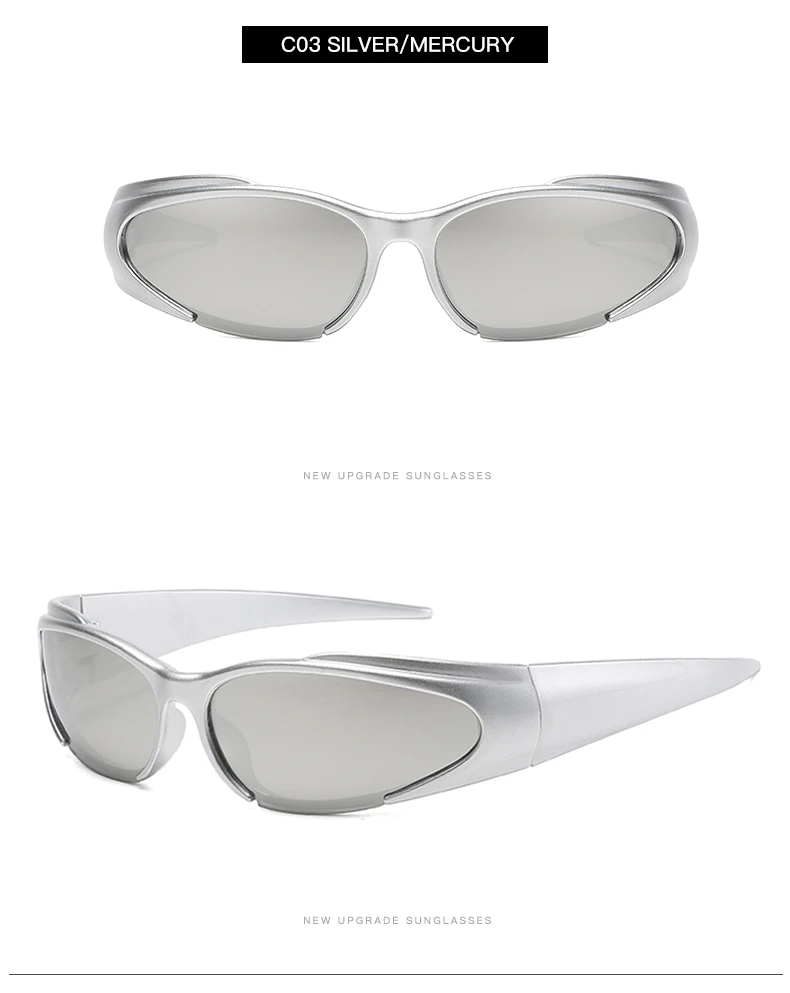 Radfahren Y2K Bunte Design Sonnenbrille Future Sense Technologie Silber Sonnenbrille Trendige Brillen Damen Shades Herren UV400 ﻿ – Detail 7