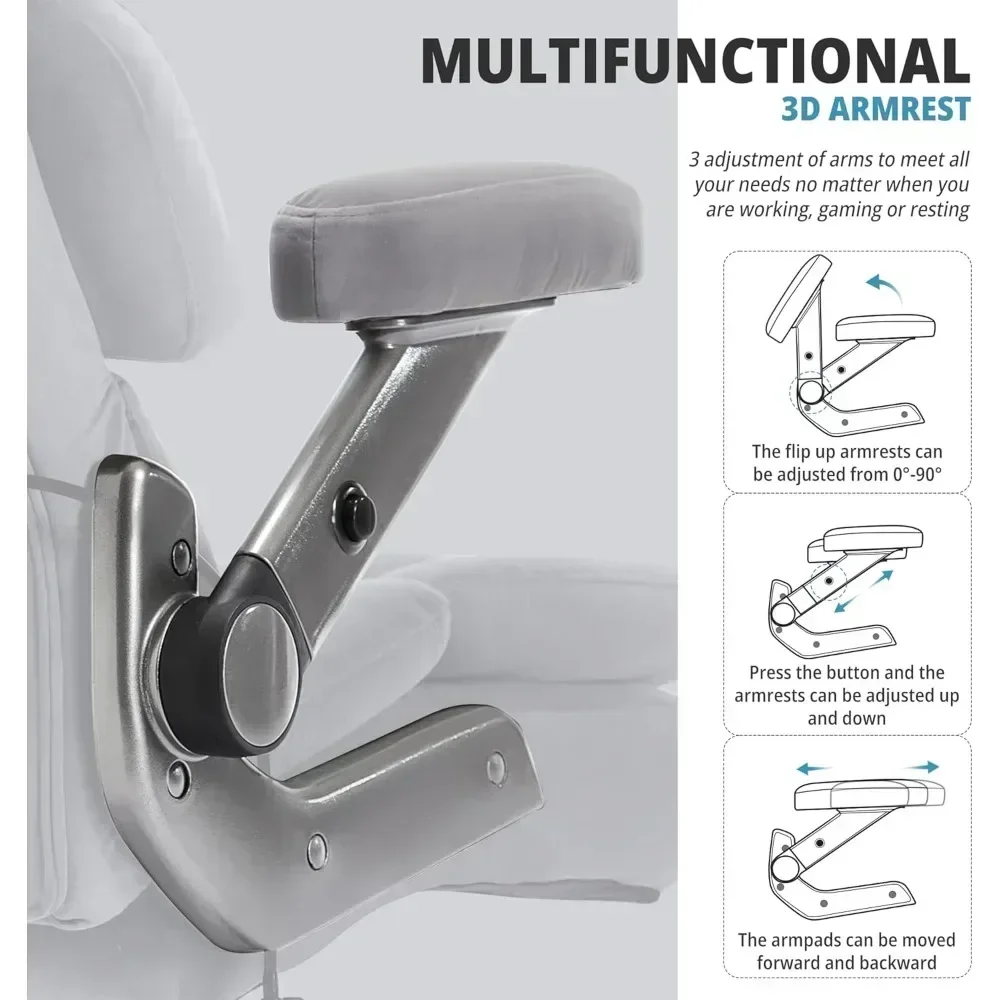 "large capacity ergonomic fabric office chair - high back desk chair with adjustable lumbar support and 3d flip arms for 700lbs"