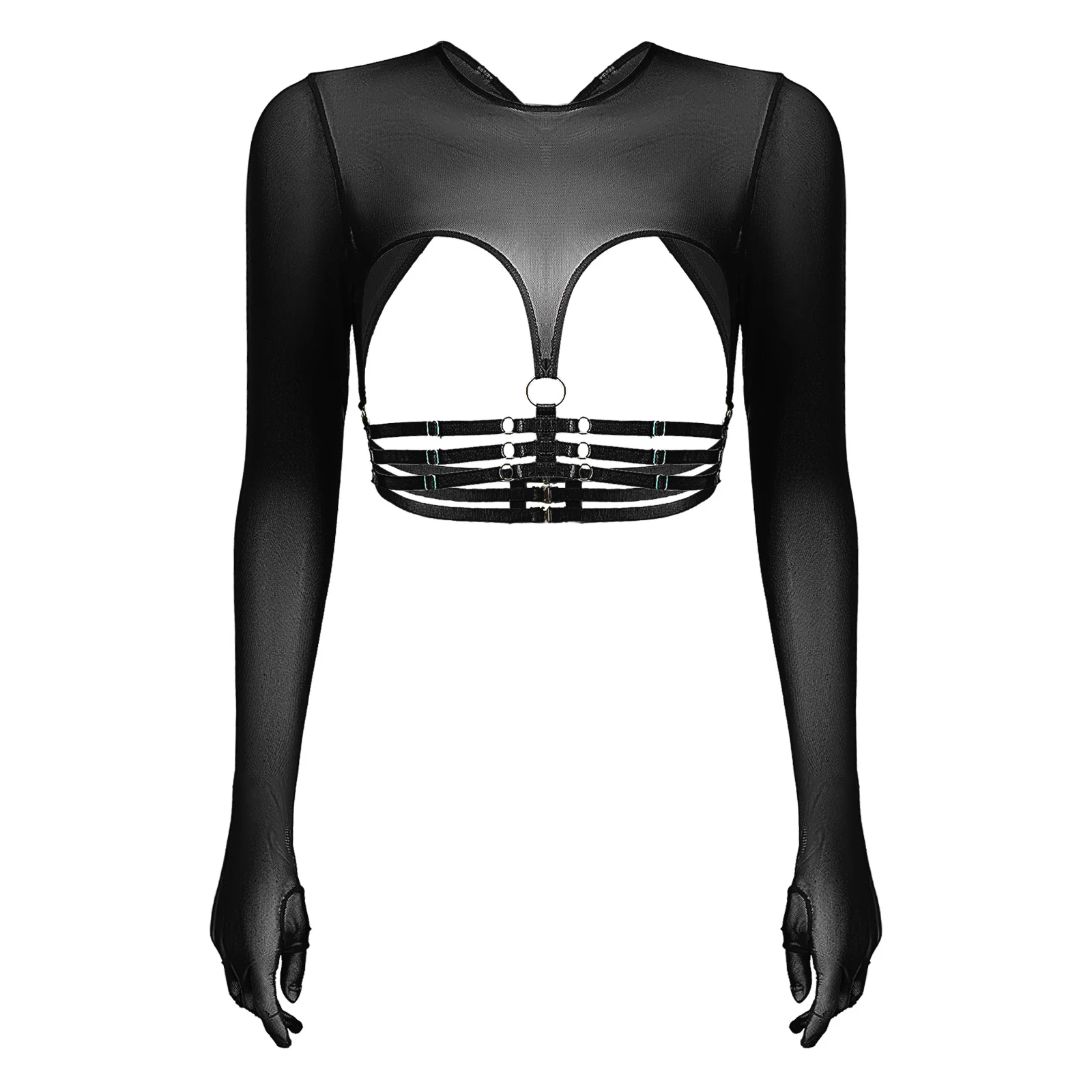 Women Y2k Lace See Through Top Sexy Sheer Mesh Long Flared Sleeve Crop Top Low Cut Floral Lace Slim Fit Shirt (A Black, S) at Women's Clothing store