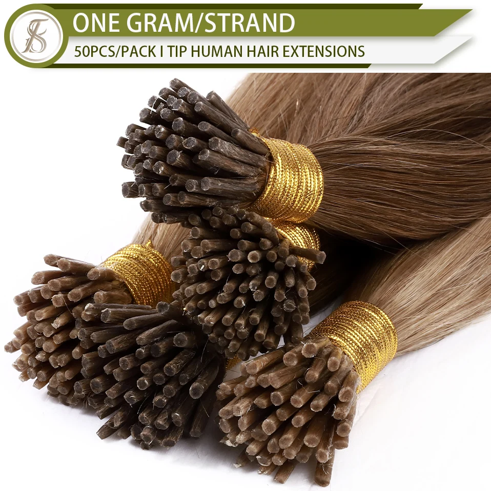 TESS I Tip Hair Extensions 50pcs Keratin Fusion Microlink Hair Extensions Human Capsule Pre Bonded Stick Brown Natural