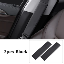 Premium PU Leather Car Seat Belt Shoulder Pad - Breathable Comfort & Protection for Auto Interiors (2pcs Black)