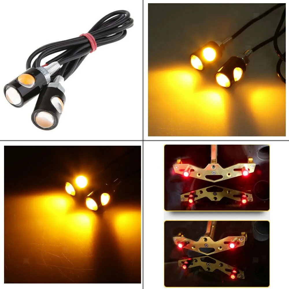 2 Pezzi Tiny Amber Led Car Motorcross Indicatori Di Direzione Indicatori Lampadina Licenza Dc-12V Accessori Per Veicoli