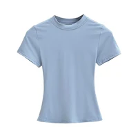 2025 New High Quality Casual T shirt Sexy Slim Short Sleeves Fashion Trend Solid Women Clothing y2k Tops 4