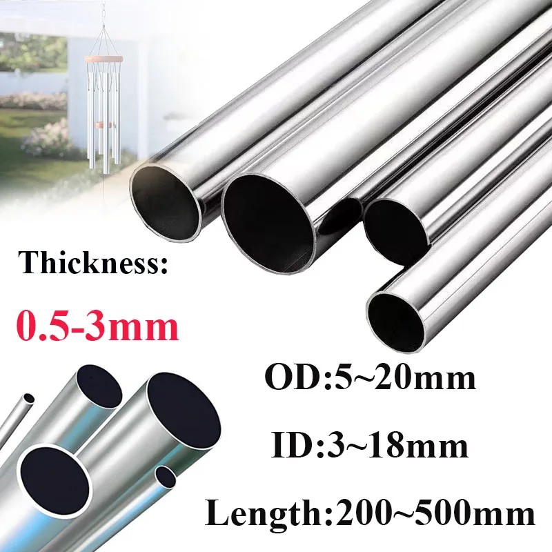 Aluminium Tube 6063 Aluminum Round Tube 500mm 200mm Length 5~20mm OD 3~18mm Inner Dia Seamless Aluminum Straight Tubing