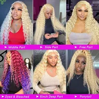 Perruque Lace Frontal Wig brésilienne naturelle, cheveux humains, Deep Wave, 613 Hd, 13x6, 40 pouces, bouclée, densité 250, pour femmes noires 5