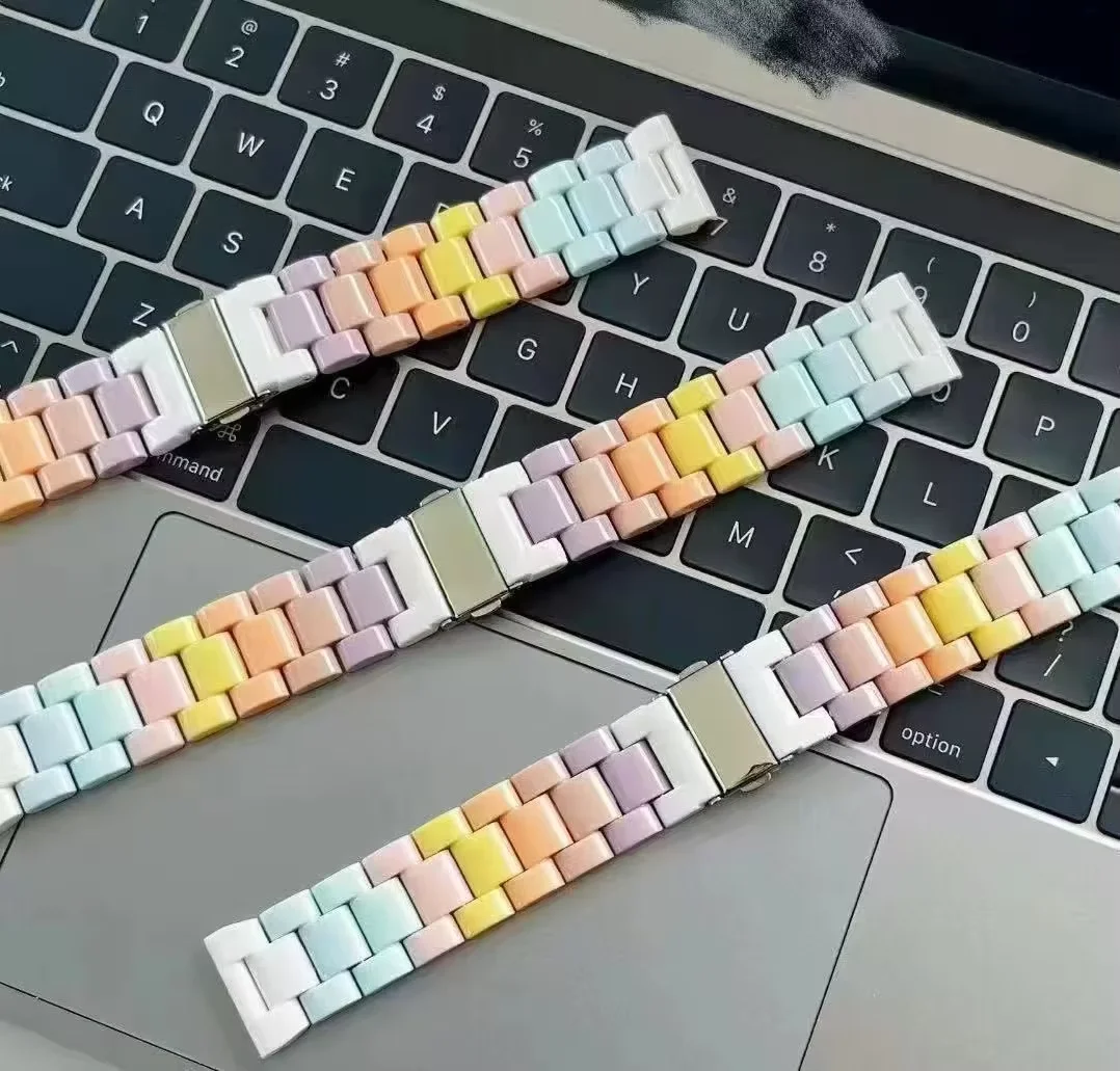 Rainbow Transparent Resin Watch Band Bracelet Accessory