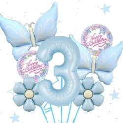 Blue Butterfly Daisy 40 - Inch Celebration Balloon Set - Other (Number 3)