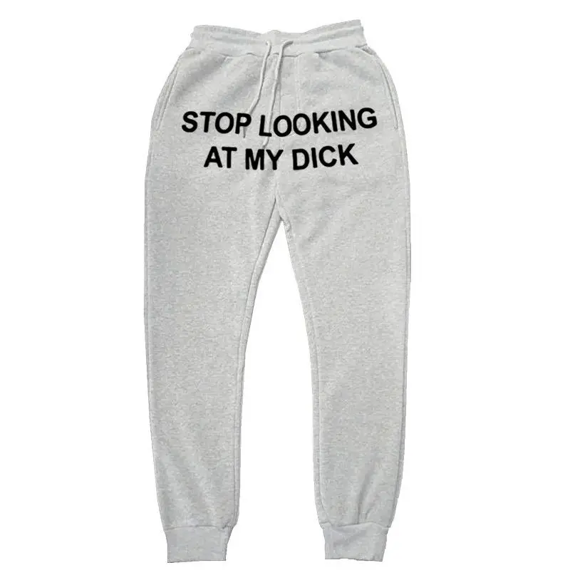 Men's Pants Stop Looking At My Dick Letter Print Drawstring Sweatpants Simple Men Women Sports Jogging Trousers 3