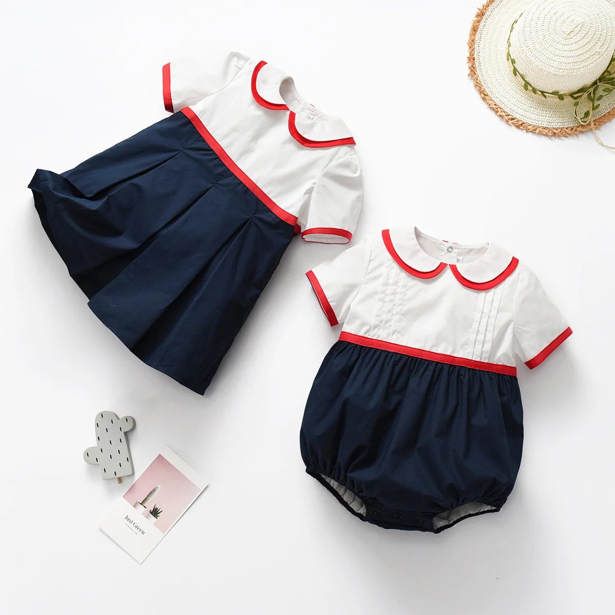 

Kids Spanish Clothes Baby Boy Romper Little Girls Summer Dress Kids Boutique Suits Brother Sister Matching Clothes