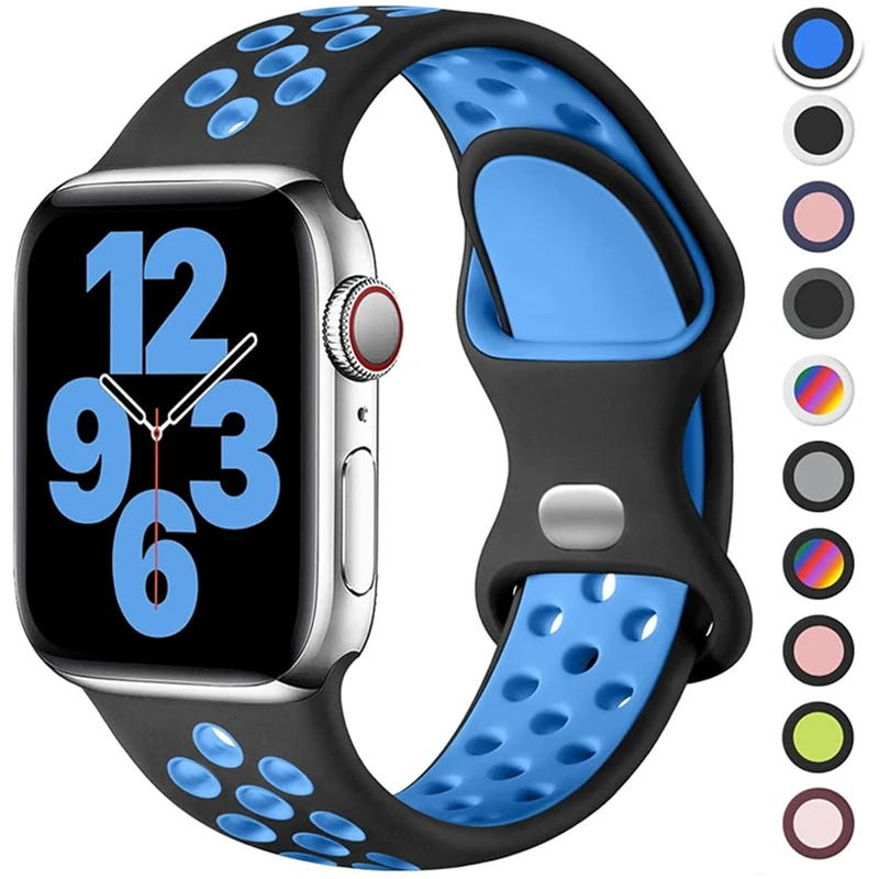 애플 워치 밴드용 스트랩, 49mm, 45mm, 44mm, 40mm, 41mm, 38mm, 42mm, 한국 실리콘 스포츠 팔찌, iwatch 9 8 SE 7 6 5 울트라 1 2 49mm