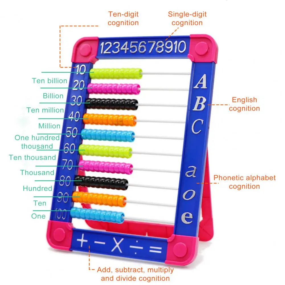 Montessori Kids Abacus Wooden Counting Number Frame Teaching Aids Counting Calculation Frames Math Learning Toy for Children