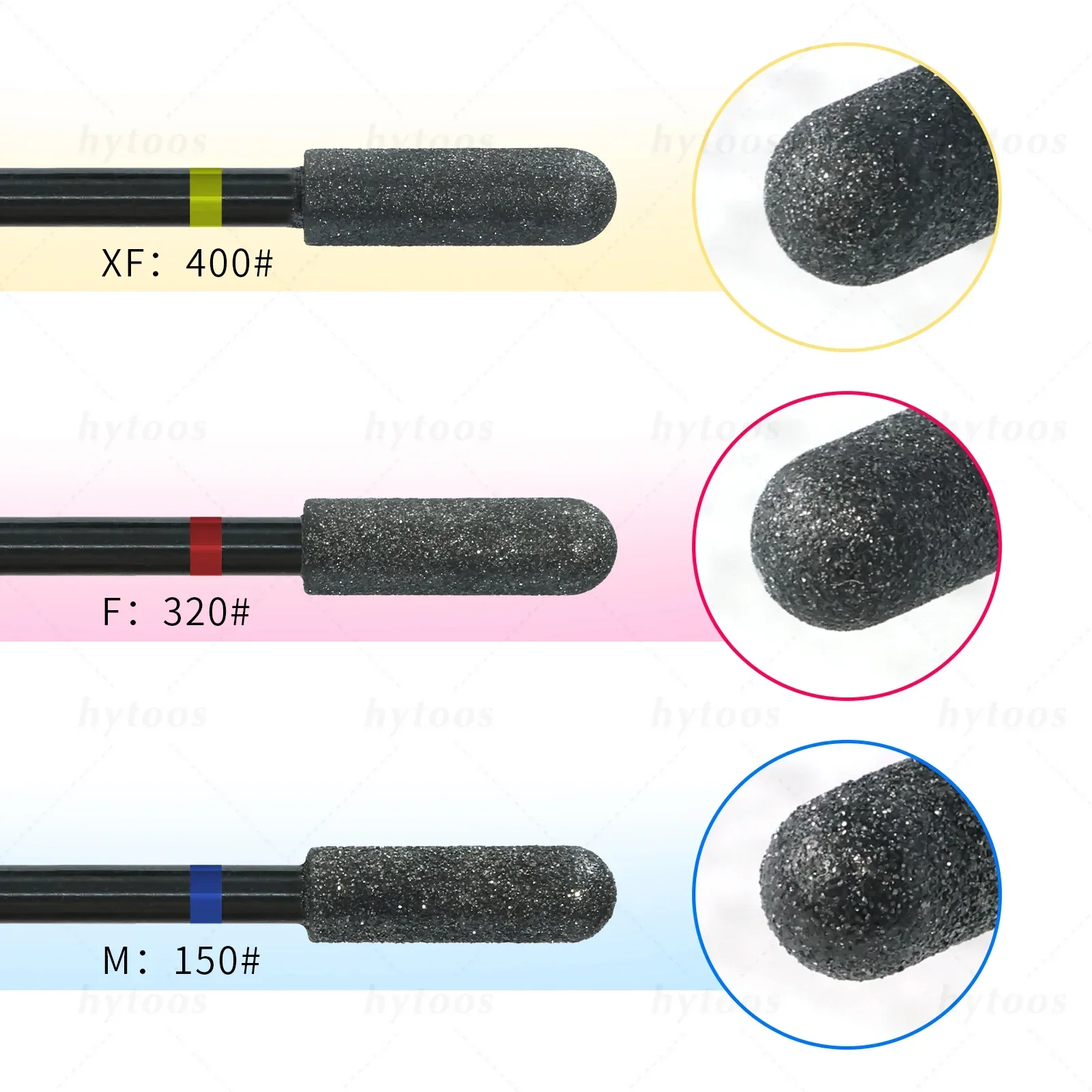 HYTOOS 라운드 탑 다이아몬드 네일 드릴 비트 블랙 프로 러시아 큐티클 비트 네일 데드 스킨 큐티클 클리너 전처리 도구