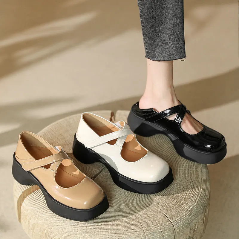 pu-patent-leather-good-quality-cross-buckle-strap-platform-ballet-flats-women-work-shoes-comfortable-for-work-mary-janes-shoes