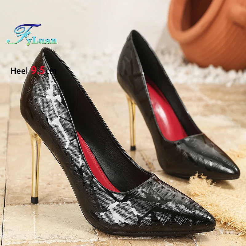 FyLuan 2025 New Sexy Patterned Women Shoes Pointed Toe Party Ladies Stiletto Spring And Autumn Female High Heels Plus Size 35-46