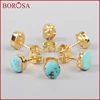 Freeform 18k Gold Plated Natural Turquoise Stud Earrings for Women Natural Stone Energy Healing Earrings for Women Gift for Her 4
