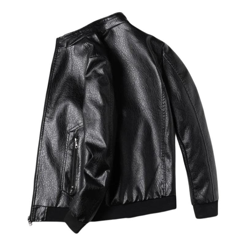 (Large Size) Men's Simple Leather Coat Leather Biker Jacket