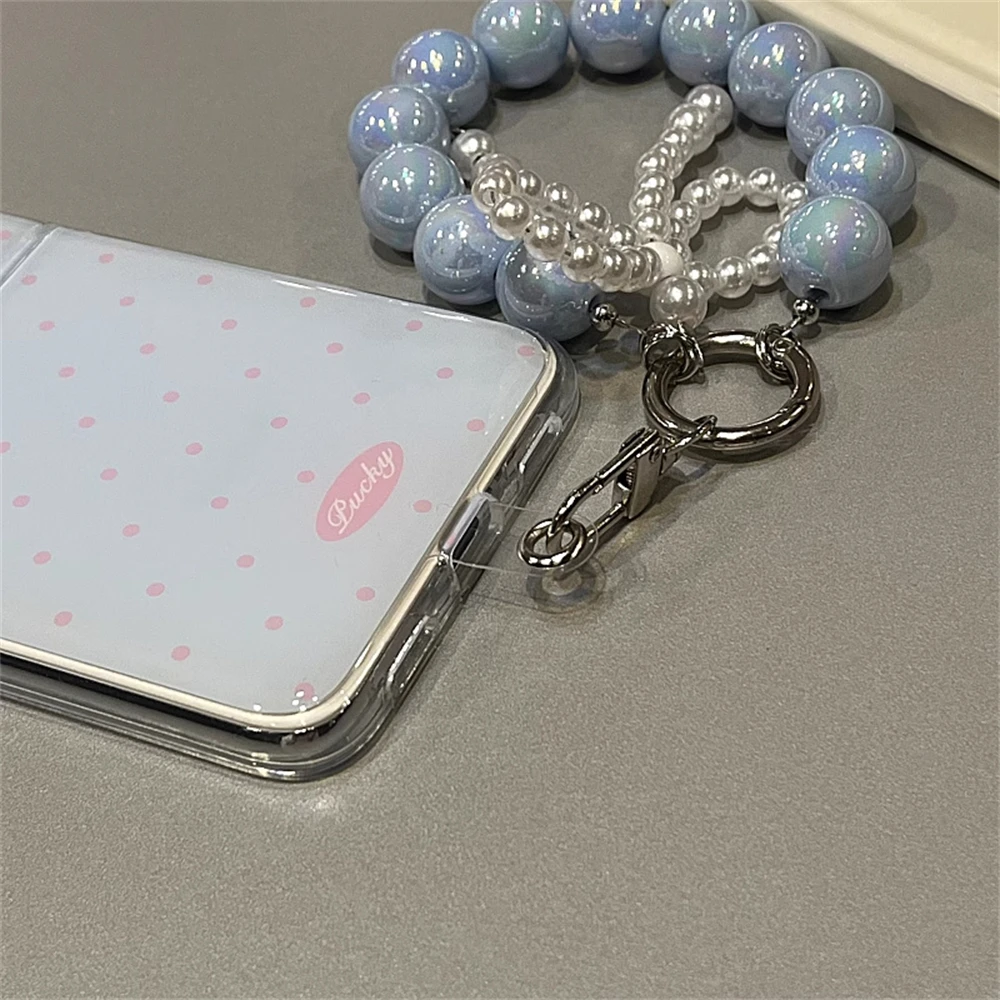 Korean Cute Polka Dot Macaron Color Phone Case with Bracelet Cover