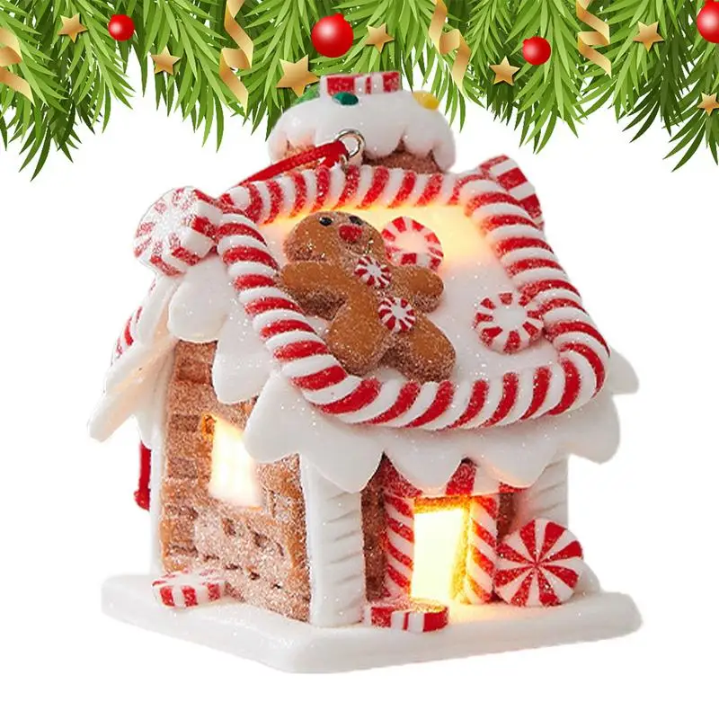 GingerbreadHouseTreeTopperLightUpMiniGingerbreadHouseOrnaments