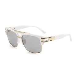 Vintage Luxury Square Retro Fashion Sunglasses for Men - UV400 Protection (Solid White)