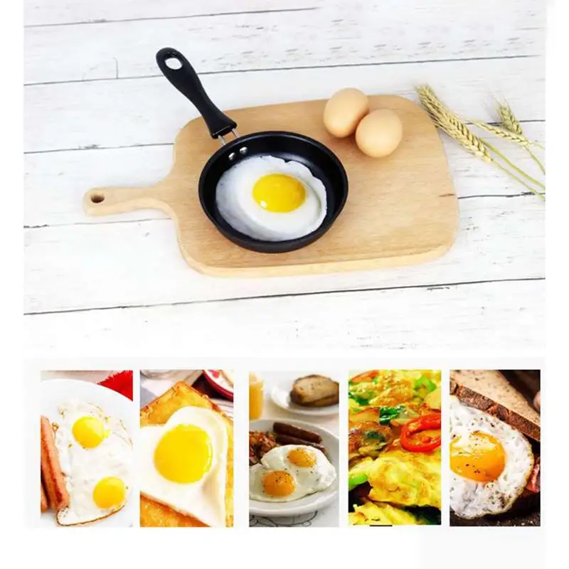 Mini frying pan, 12 cm, iron pan, non-stick coating, with handles, for small  round breakfast eggs 