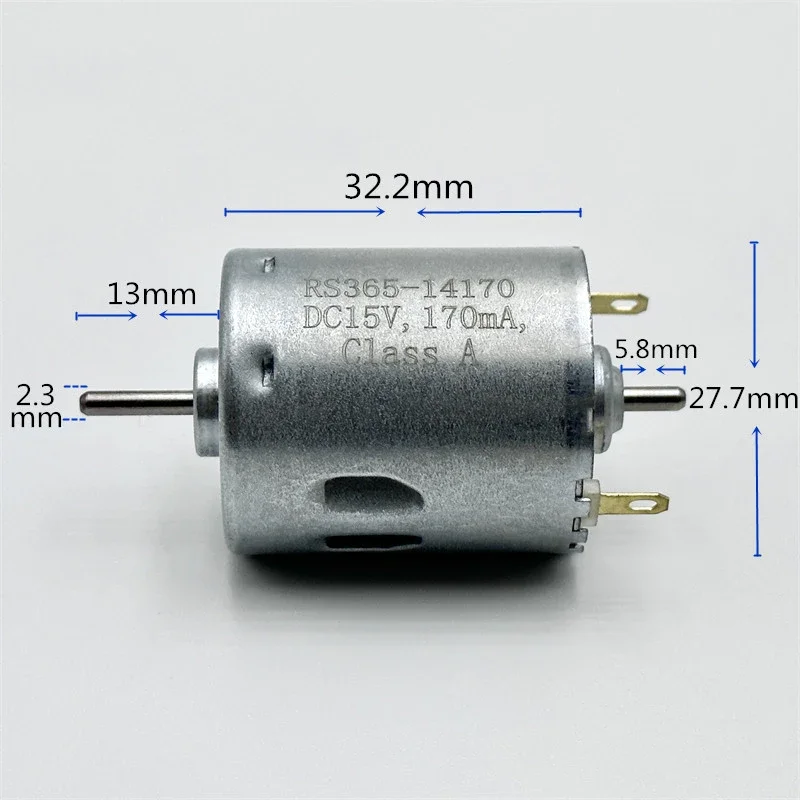 RS-365SH-14170 미니 모터 DC 6V-24V 10300RPM 듀얼 2.3mm 샤프트 카본 브러시 전기 모터 (장난감, 청소 로봇, 진공 청소기용)