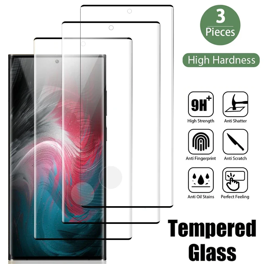 1-3 Pezzi Di Vetro Temperato Per Samsung Galaxy S24 S23 S22 S21 Ultra Fe Note 20 A54 A34 A14 A53 5G Cover Protettiva Per Schermo Intero Curvo