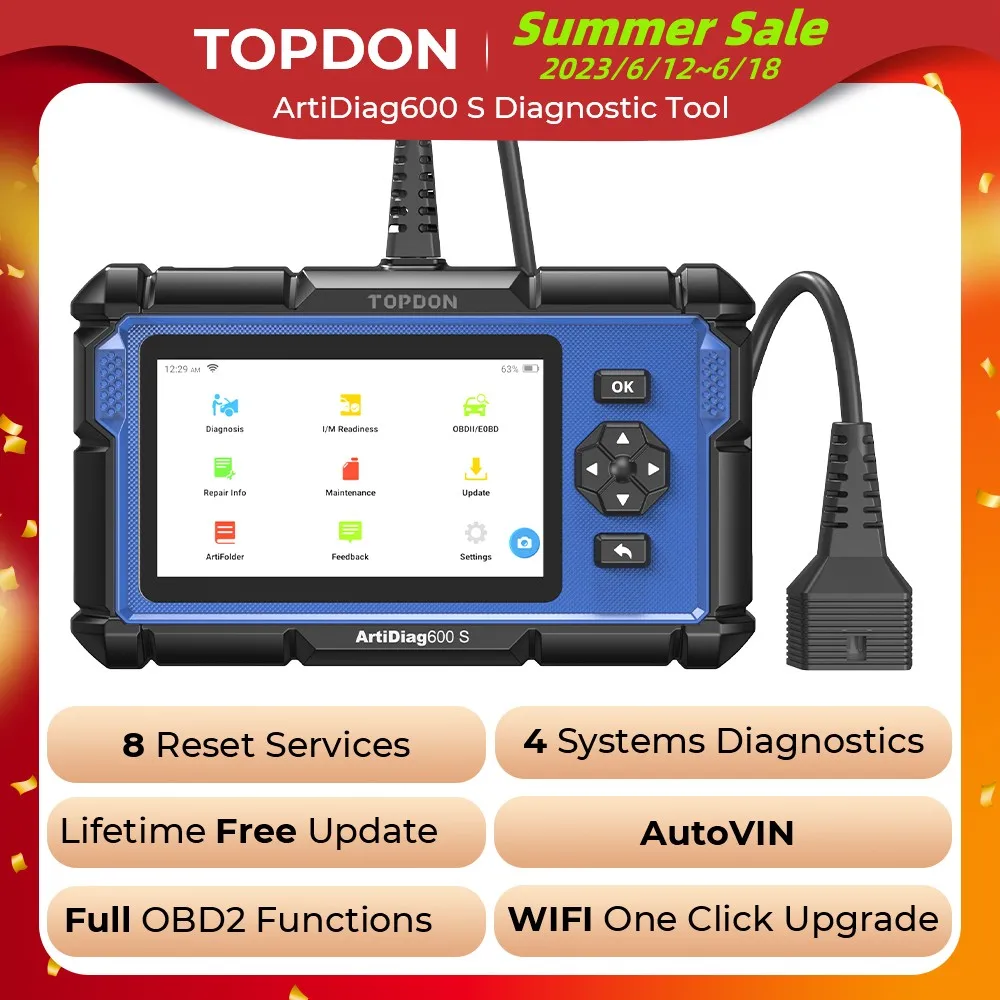 Topdon Artidiag600s Obd2 Scanner Automotive Diagnostic Tool Code Reader