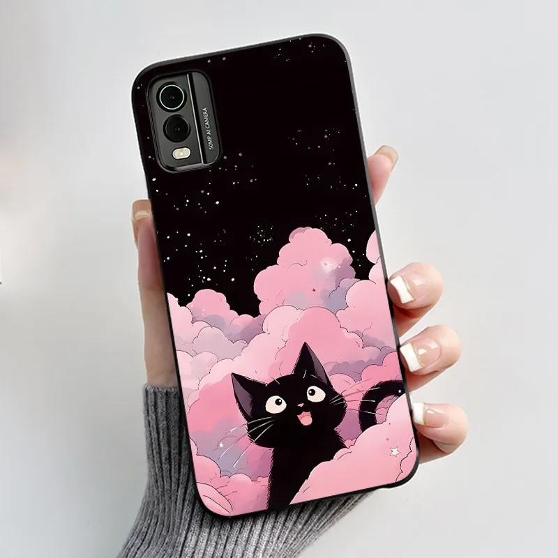 Astronaut Pattern Shockproof Black Jelly Case with Soft Bumper Cover
