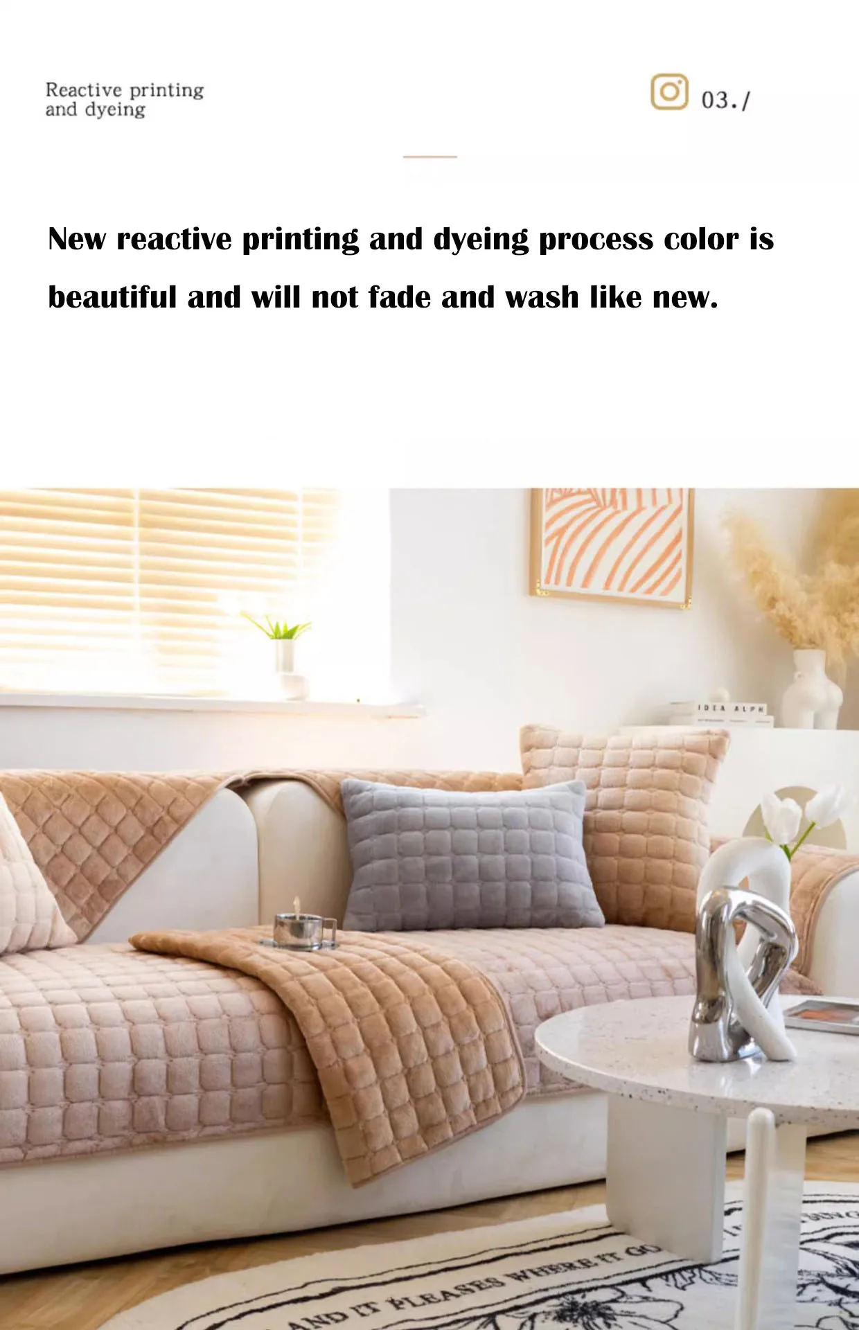 Plush Plaid Sofa Cushion Image 9