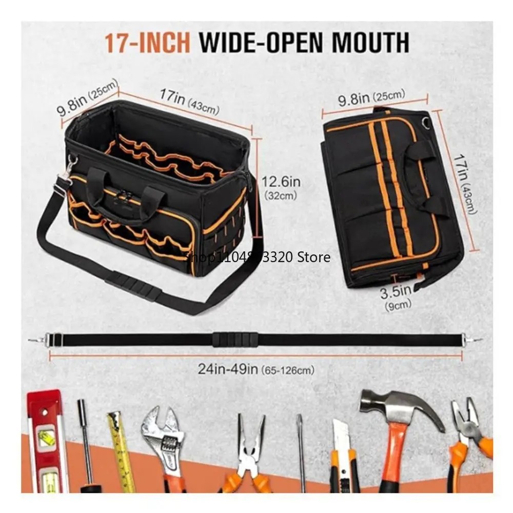 Enhanced Large Capacity Waterproof Tool Bag with Shoulder Strap - Wear-Resistant and Durable Design