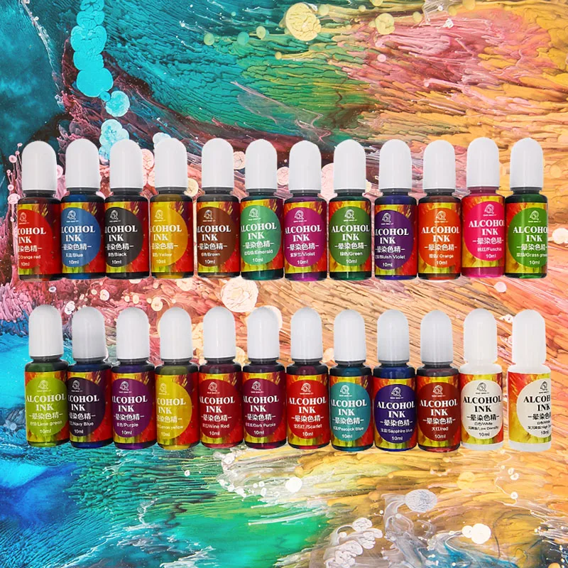 10ml Epoxy Resin Pigmen Alcohol Liquid Colorant Dye Art Ink Diffusion DIY Epoxy Resin Mold For Jewelry Making Supplies 24 Colors