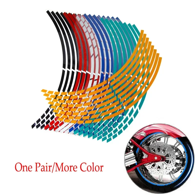 16Pcs Motorcycle Stickers Car Tire Decals Trim Strips Universal Reflective Bike Wheel Sticker Waterproof Motorcycle Wheel Rim Tape 17"18"