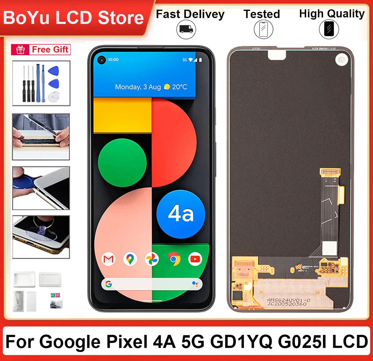 

Tested 6.2" 100% Original pixel 4a Screen For Google Pixel 4A 5G GD1YQ G025I No Frame LCD with Touch Display Digitizer Assembly
